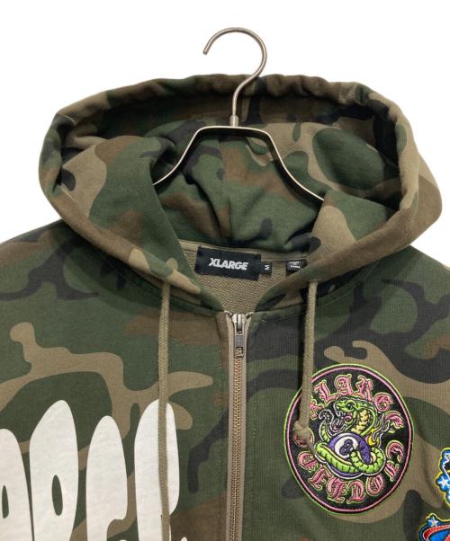 X-LARGE（エクストララージ）X-LARGE (エクストララージ) MULTI LOGO ZIP UP HOODED SWEATSHIRT グリーン サイズ:Mの古着・服飾アイテム