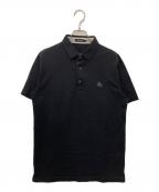 BURBERRY BLACK LABELバーバリーブラックレーベル）の古着「布帛ライン半袖刺繍ポロシャツ」｜ブラック