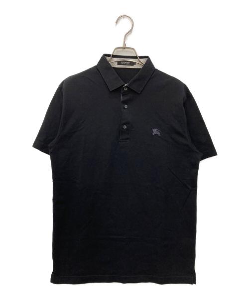 BURBERRY BLACK LABEL（バーバリーブラックレーベル）BURBERRY BLACK LABEL (バーバリーブラックレーベル) 布帛ライン半袖刺繍ポロシャツ ブラック サイズ:3の古着・服飾アイテム