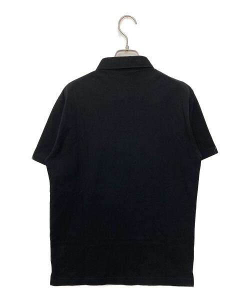 BURBERRY BLACK LABEL（バーバリーブラックレーベル）BURBERRY BLACK LABEL (バーバリーブラックレーベル) 布帛ライン半袖刺繍ポロシャツ ブラック サイズ:3の古着・服飾アイテム