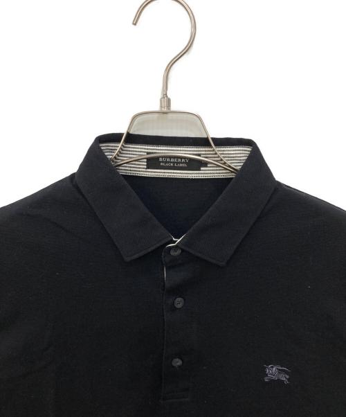 BURBERRY BLACK LABEL（バーバリーブラックレーベル）BURBERRY BLACK LABEL (バーバリーブラックレーベル) 布帛ライン半袖刺繍ポロシャツ ブラック サイズ:3の古着・服飾アイテム