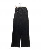 moussyマウジー）の古着「CROSS WAIST WIDE STRAIGHT」｜ブラック