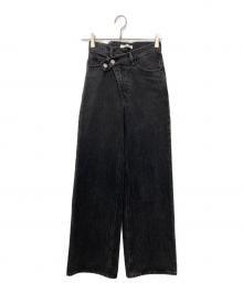 moussy（マウジー）の古着「CROSS WAIST WIDE STRAIGHT」｜ブラック