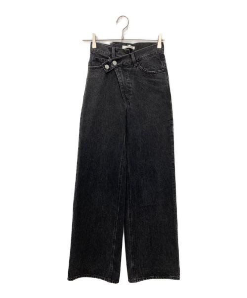 moussy（マウジー）moussy (マウジー) CROSS WAIST WIDE STRAIGHT ブラックの古着・服飾アイテム