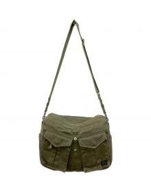 PORTER（ポーター）の古着「LOVE&PEACE ショルダーバッグ」｜カーキ