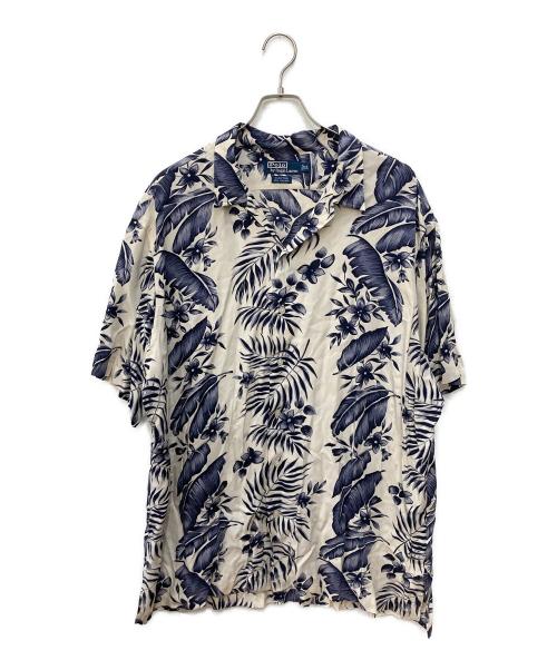 POLO RALPH LAUREN（ポロ・ラルフローレン）POLO RALPH LAUREN (ポロ・ラルフローレン) 総柄オープンカラーシャツ ネイビー×アイボリー サイズ:XLの古着・服飾アイテム