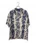 POLO RALPH LAUREN（ポロ・ラルフローレン）の古着「総柄オープンカラーシャツ」｜ネイビー×アイボリー