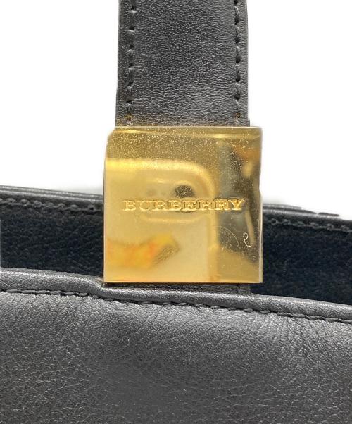 BURBERRY（バーバリー）BURBERRY (バーバリー) 裏ノヴァチェックレザートートバッグ ブラックの古着・服飾アイテム