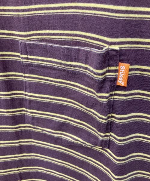 stussy（ステューシー）stussy (ステューシー) 90’s ボーダーポロシャツ ブラウン×イエロー サイズ:Ｌの古着・服飾アイテム