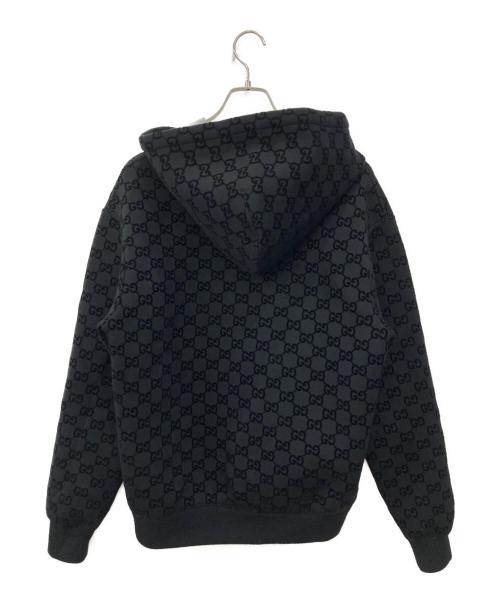 GUCCI（グッチ）GUCCI (グッチ) GGプリント ジャージー ジップ スウェットシャツ ブラック サイズ:XS（170/88A）の古着・服飾アイテム
