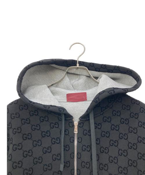 GUCCI（グッチ）GUCCI (グッチ) GGプリント ジャージー ジップ スウェットシャツ ブラック サイズ:XS（170/88A）の古着・服飾アイテム