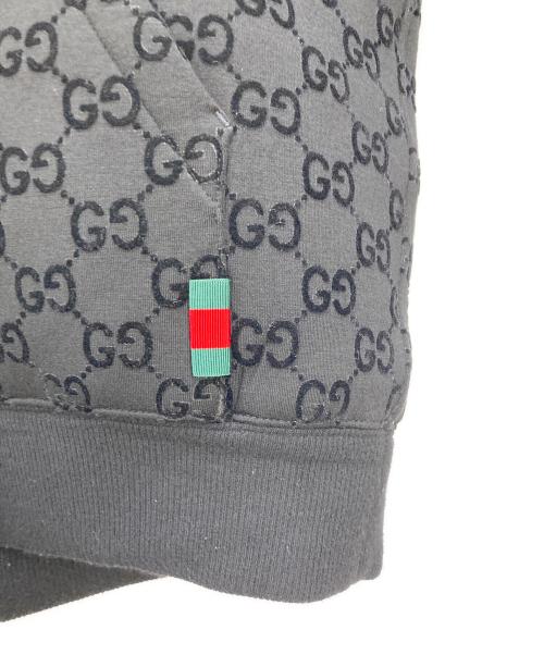 GUCCI（グッチ）GUCCI (グッチ) GGプリント ジャージー ジップ スウェットシャツ ブラック サイズ:XS（170/88A）の古着・服飾アイテム
