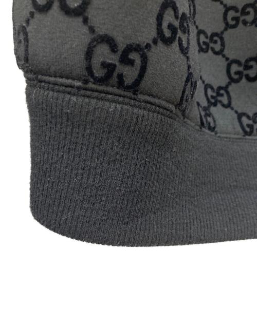 GUCCI（グッチ）GUCCI (グッチ) GGプリント ジャージー ジップ スウェットシャツ ブラック サイズ:XS（170/88A）の古着・服飾アイテム