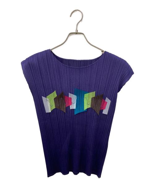 PLEATS PLEASE（プリーツプリーズ）PLEATS PLEASE (プリーツプリーズ) ノースリーブプリーツカットソー ネイビー サイズ:SIZE 3の古着・服飾アイテム