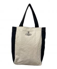 Vivienne Westwood（ヴィヴィアンウエストウッド）の古着「キャンバストートバッグ」｜ブラック×アイボリー