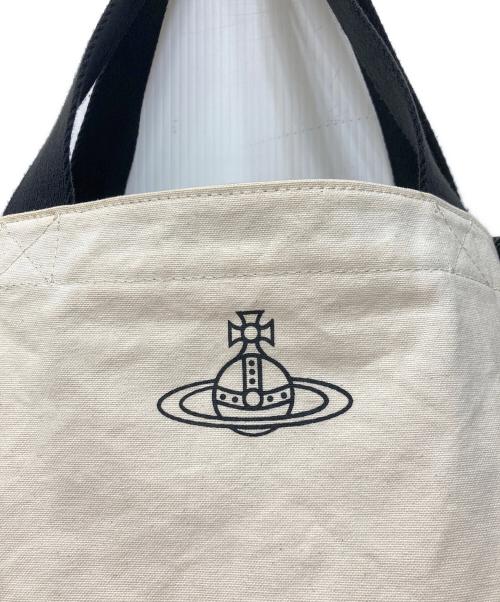 Vivienne Westwood（ヴィヴィアンウエストウッド）Vivienne Westwood (ヴィヴィアンウエストウッド) キャンバストートバッグ ブラック×アイボリーの古着・服飾アイテム