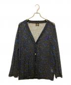 Needlesニードルズ）の古着「V Neck Cardigan - Poly Mesh / Floral Printed」｜ネイビー