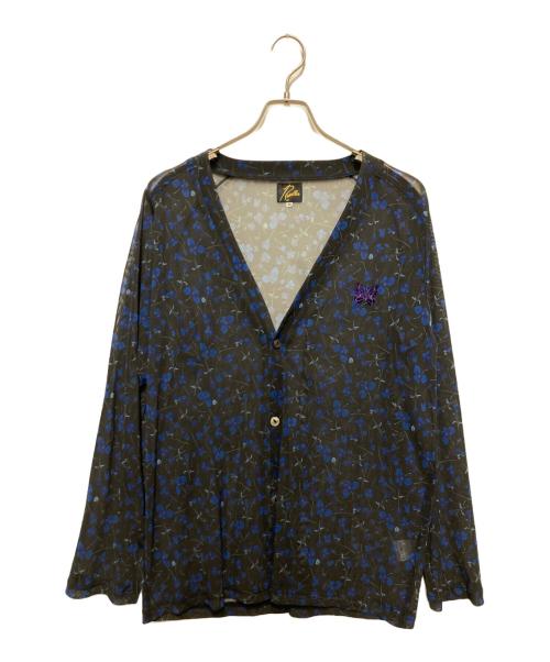 Needles（ニードルズ）Needles (ニードルズ) V Neck Cardigan - Poly Mesh / Floral Printed ネイビー サイズ:Mの古着・服飾アイテム