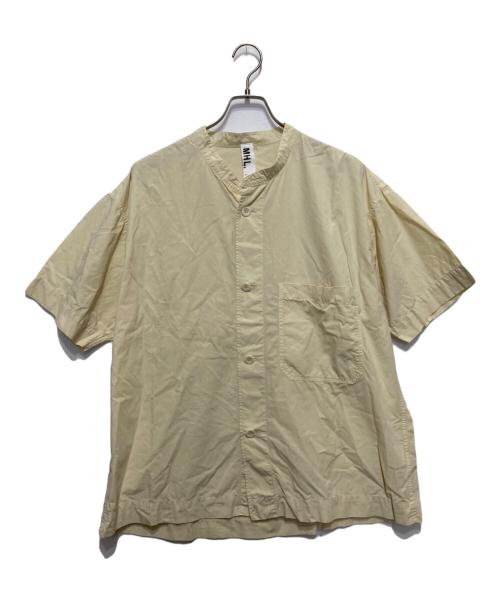 MHL（エムエイチエル）MHL (エムエイチエル) ORGANIC COTTON SHIRTING バンドカラーシャツ イエロー サイズ:Lの古着・服飾アイテム