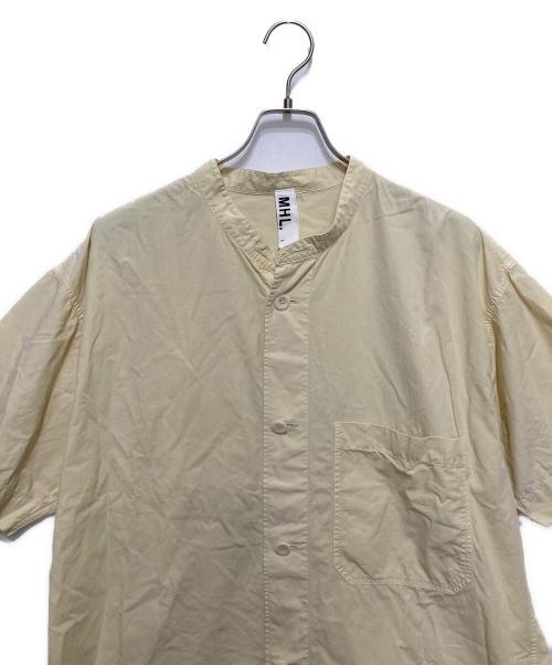 MHL（エムエイチエル）MHL (エムエイチエル) ORGANIC COTTON SHIRTING バンドカラーシャツ イエロー サイズ:Lの古着・服飾アイテム