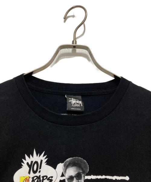 stussy（ステューシー）stussy (ステューシー) YO! MTV RAPS コラボ Tシャツ SLICK RICK ブラック サイズ:X-LARGEの古着・服飾アイテム