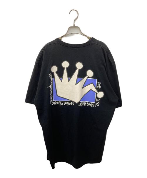 stussy（ステューシー）stussy (ステューシー) クラウンプリントtシャツ ブラック サイズ:XLの古着・服飾アイテム