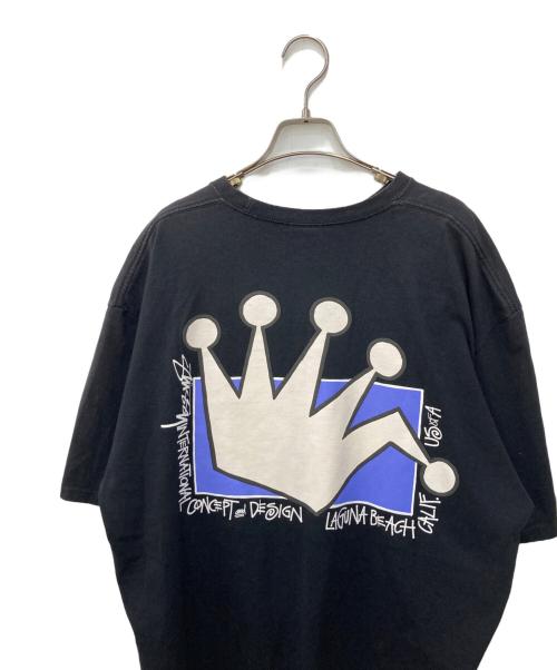 stussy（ステューシー）stussy (ステューシー) クラウンプリントtシャツ ブラック サイズ:XLの古着・服飾アイテム