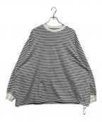 is-nessイズネス）の古着「BALLOON BORDER LONG SLEEVE T-SHIRT」｜ホワイト×ブラック