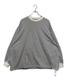 is-ness（イズネス）の古着「BALLOON BORDER LONG SLEEVE T-SHIRT」｜ホワイト×ブラック