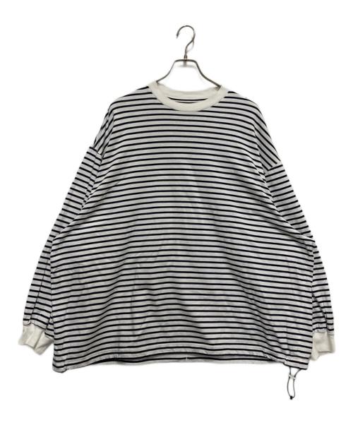 is-ness（イズネス）is-ness (イズネス) BALLOON BORDER LONG SLEEVE T-SHIRT ホワイト×ブラック サイズ:Lの古着・服飾アイテム