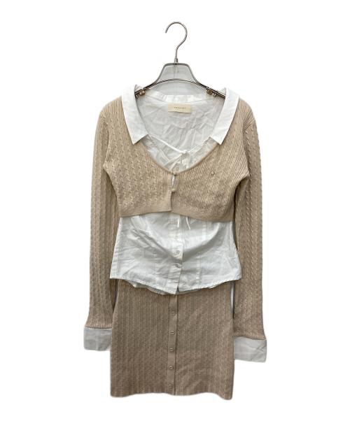 ANDMARY（アンドマリー）ANDMARY (アンドマリー) Katy blouse set up ベージュ×ホワイト サイズ:FREEの古着・服飾アイテム