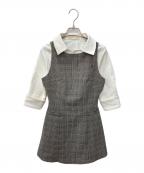 ANDMARYアンドマリー）の古着「Evie check blouse mini dress」｜ホワイト
