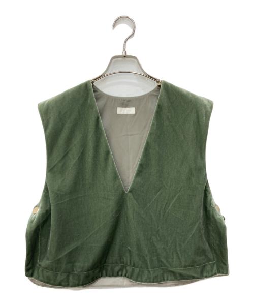 BALLSEY（ボールジィ）BALLSEY (ボールジィ) マットベロア Vネックベスト グリーン サイズ:36の古着・服飾アイテム