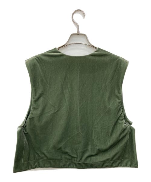 BALLSEY（ボールジィ）BALLSEY (ボールジィ) マットベロア Vネックベスト グリーン サイズ:36の古着・服飾アイテム