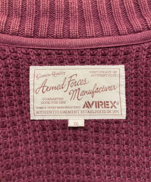AVIREX（アヴィレックス）AVIREX (アヴィレックス) ジップアップ ワッペン コットンニット カーディガン レッド サイズ:XLの古着・服飾アイテム