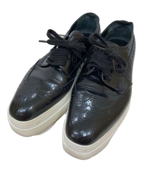 PRADA（プラダ）PRADA (プラダ) 厚底レースアップシューズ ブラック サイズ:361/2の古着・服飾アイテム