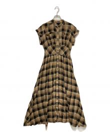 HER LIP TO（ハーリップトゥ）の古着「Cotton-Blend Voile Shirt Dress」｜ブラウン×ブラック