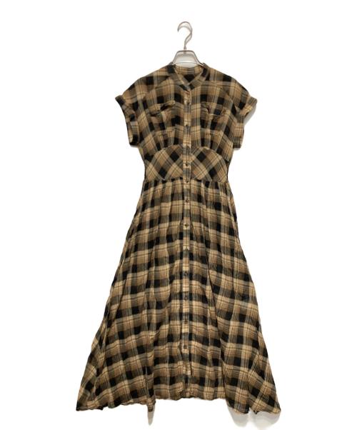 HER LIP TO（ハーリップトゥ）Her lip to (ハーリップトゥ) Cotton-Blend Voile Shirt Dress ブラウン×ブラック サイズ:Sの古着・服飾アイテム