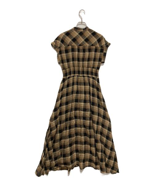 HER LIP TO（ハーリップトゥ）Her lip to (ハーリップトゥ) Cotton-Blend Voile Shirt Dress ブラウン×ブラック サイズ:Sの古着・服飾アイテム