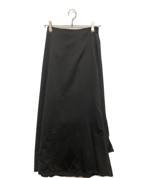 allureville（アルアバイル）allureville (アルアバイル) ソフトサテンバックフリルナロースカート ブラック サイズ:2の古着・服飾アイテム