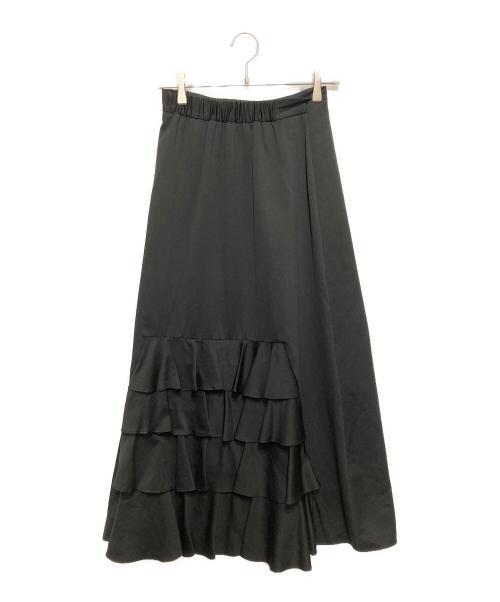 allureville（アルアバイル）allureville (アルアバイル) ソフトサテンバックフリルナロースカート ブラック サイズ:2の古着・服飾アイテム