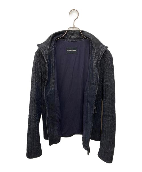 GIORGIO ARMANI（ジョルジオアルマーニ）GIORGIO ARMANI (ジョルジオアルマーニ) ラムレザージャケット ネイビー サイズ:46の古着・服飾アイテム