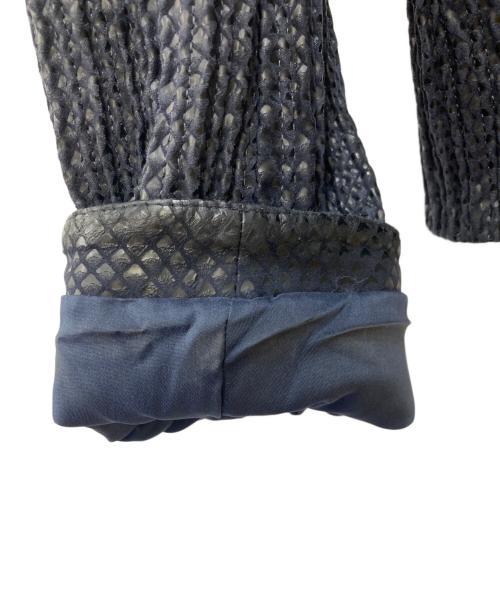 GIORGIO ARMANI（ジョルジオアルマーニ）GIORGIO ARMANI (ジョルジオアルマーニ) ラムレザージャケット ネイビー サイズ:46の古着・服飾アイテム