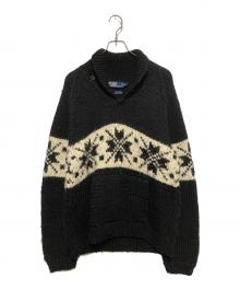 POLO RALPH LAUREN（ポロ・ラルフローレン）の古着「ショールカラーウールニット」｜ブラック