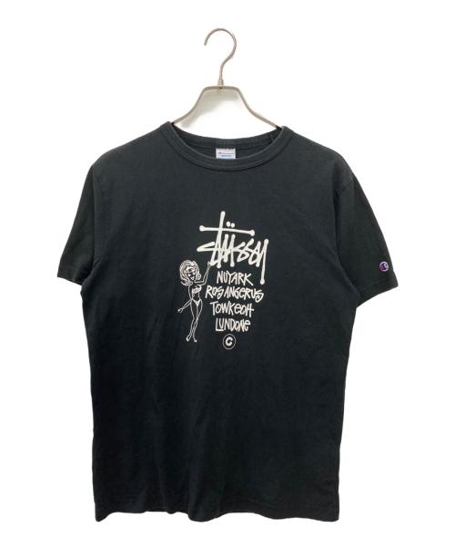 stussy（ステューシー）stussy (ステューシー) Champion (チャンピオン) Cities Girl Tee ブラック サイズ:MEDIUMの古着・服飾アイテム