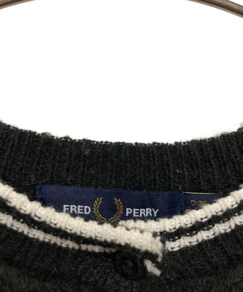FRED PERRY（フレッドペリー）FRED PERRY (フレッドペリー) Fluffy Crewneck Knit Cardigan ブラック サイズ:UK10の古着・服飾アイテム