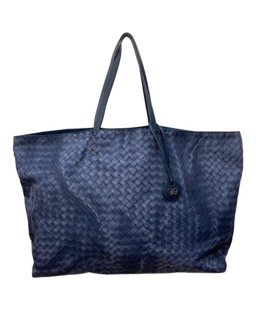 BOTTEGA VENETA（ボッテガベネタ）BOTTEGA VENETA (ボッテガベネタ) イントレッチオリュージョントートバッグ ネイビーの古着・服飾アイテム