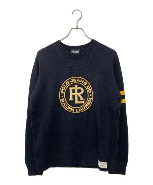 POLO JEANS（ポロジーンズ）POLO JEANS (ポロジーンズ) サークルロゴセーター ブラック サイズ:Ｍの古着・服飾アイテム
