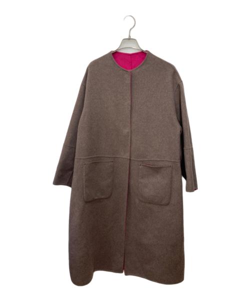 SIMPLICITE（シンプリシテ）simplicite (シンプリシテ) S120ブレンドリバーシブルコート ブラウン×ピンク サイズ:Ｍの古着・服飾アイテム