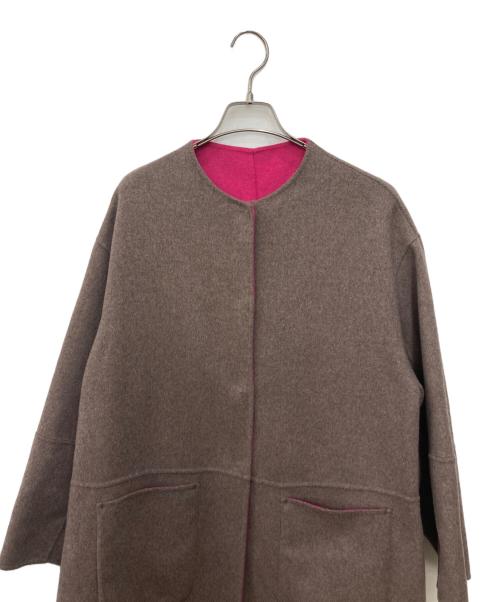 SIMPLICITE（シンプリシテ）simplicite (シンプリシテ) S120ブレンドリバーシブルコート ブラウン×ピンク サイズ:Ｍの古着・服飾アイテム